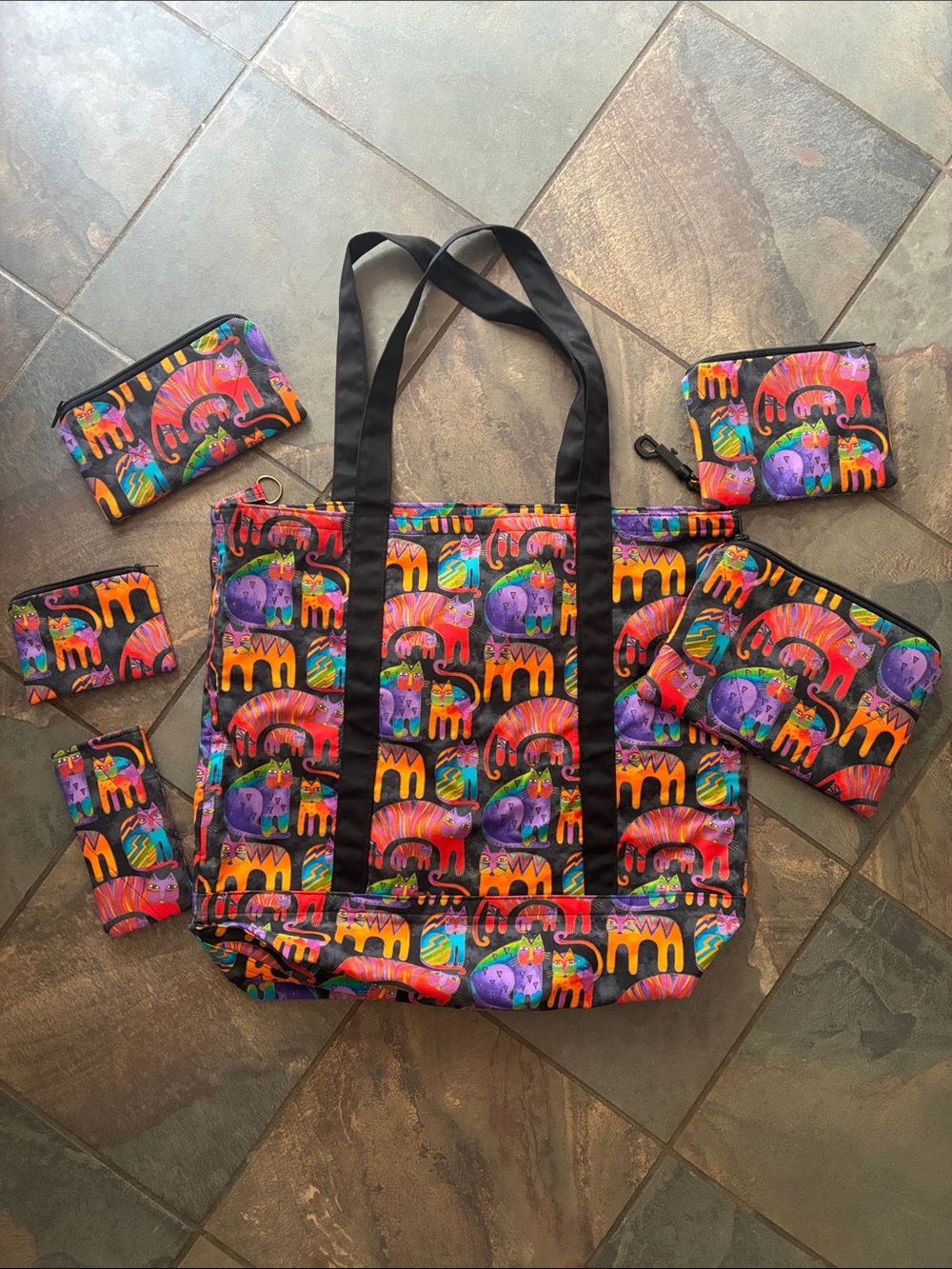 Handmade Cat Tote Bag and Matching Accessories